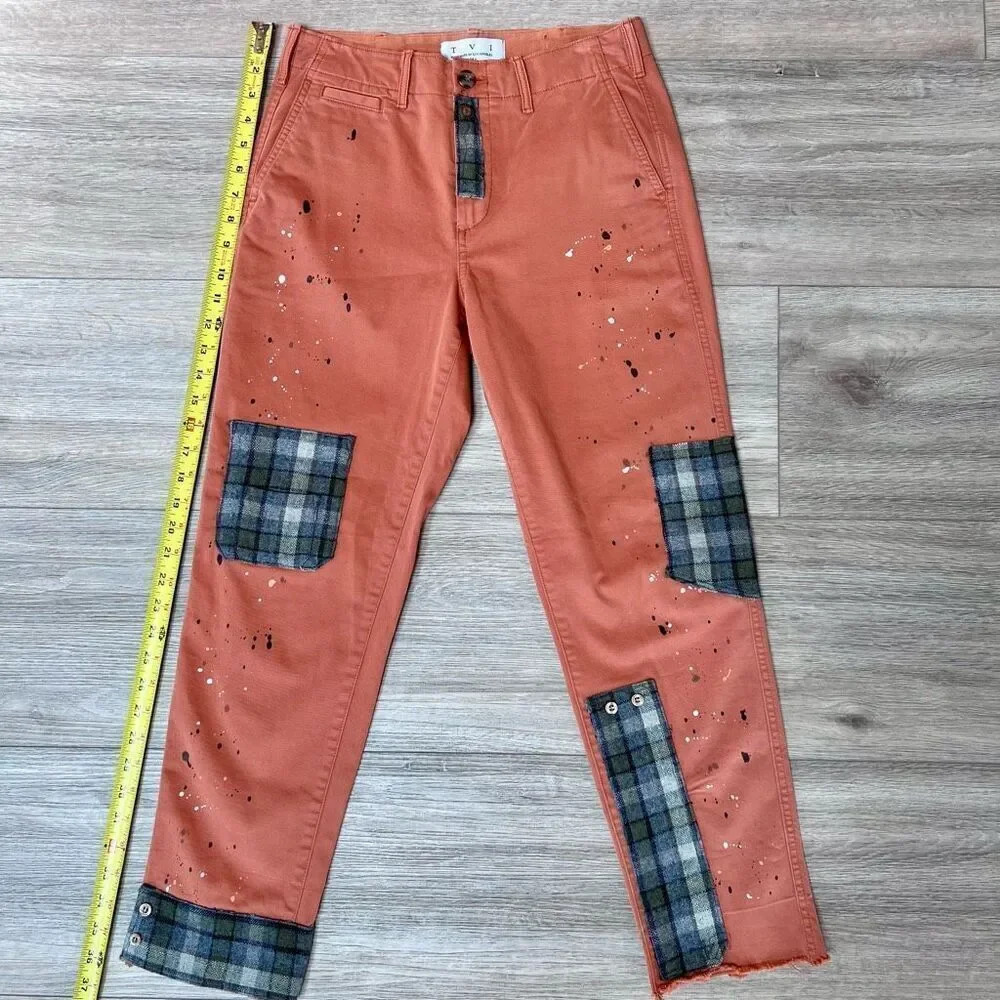 TVI Handmade In Los Angeles Women's Pink‎ Pocket Detail  Patched Pants